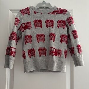 Kids Gray and Red Fire Truck Sweater